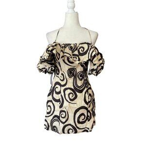 NWT Anthropologie The Wolf Gang Mirador Tan Linen Mini Dress Swirl SZ 6